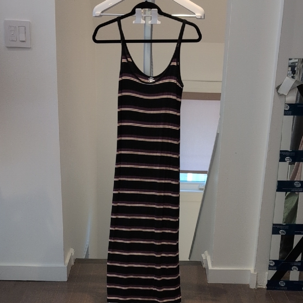Striped Black and Pink Maxi Dress